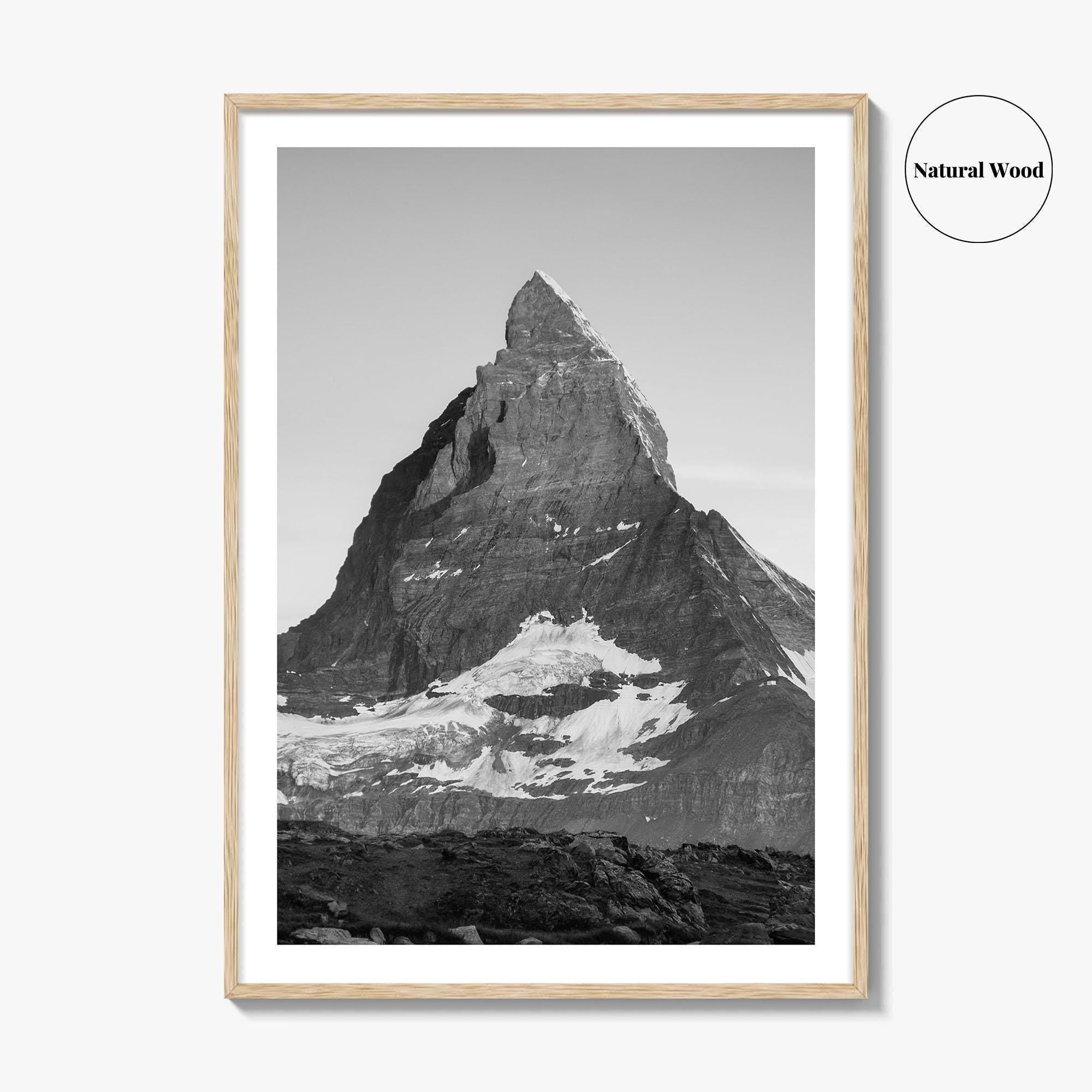 Matterhorn Black and White Fine Art Photo Print, Zermatt, Swiss Alps, Switzerland Wall Poster