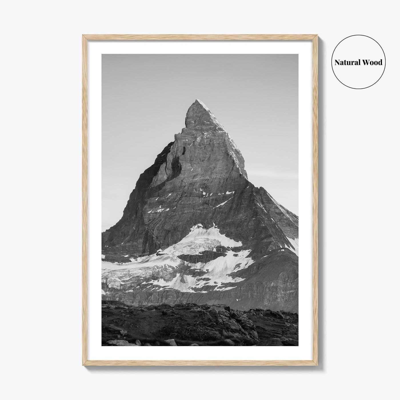 Matterhorn Black and White Fine Art Photo Print, Zermatt, Swiss Alps, Switzerland Wall Poster