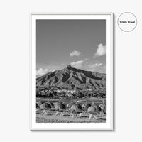 Marbella Black and White Fine Art Photo Print, Mountain View Panoramic, Malaga Spain Poster