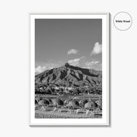 Marbella Black and White Fine Art Photo Print, Mountain View Panoramic, Malaga Spain Poster