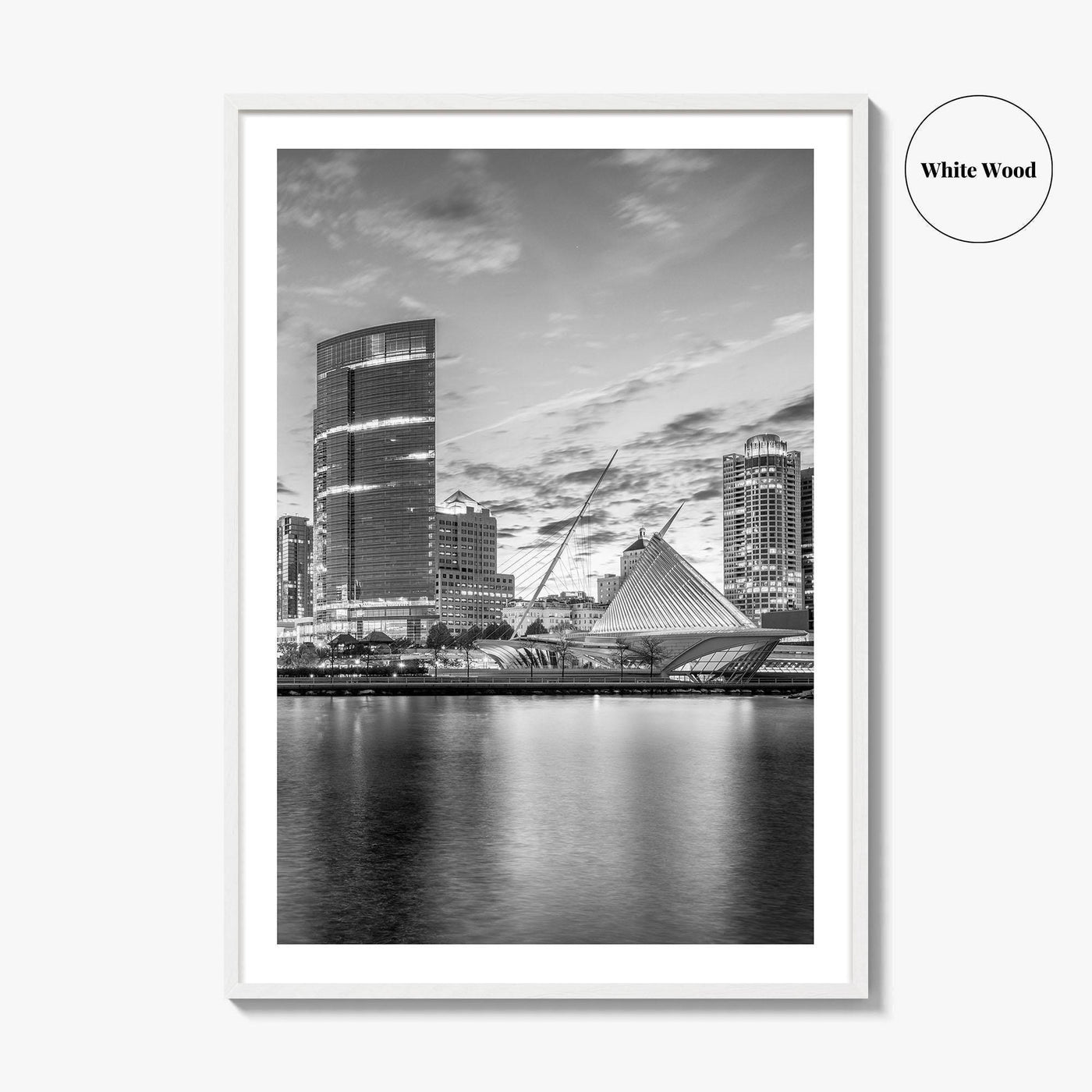 Milwaukee Skyline Black and White Fine Art Photo Print, Wisconsin, Lake Michigan Poster