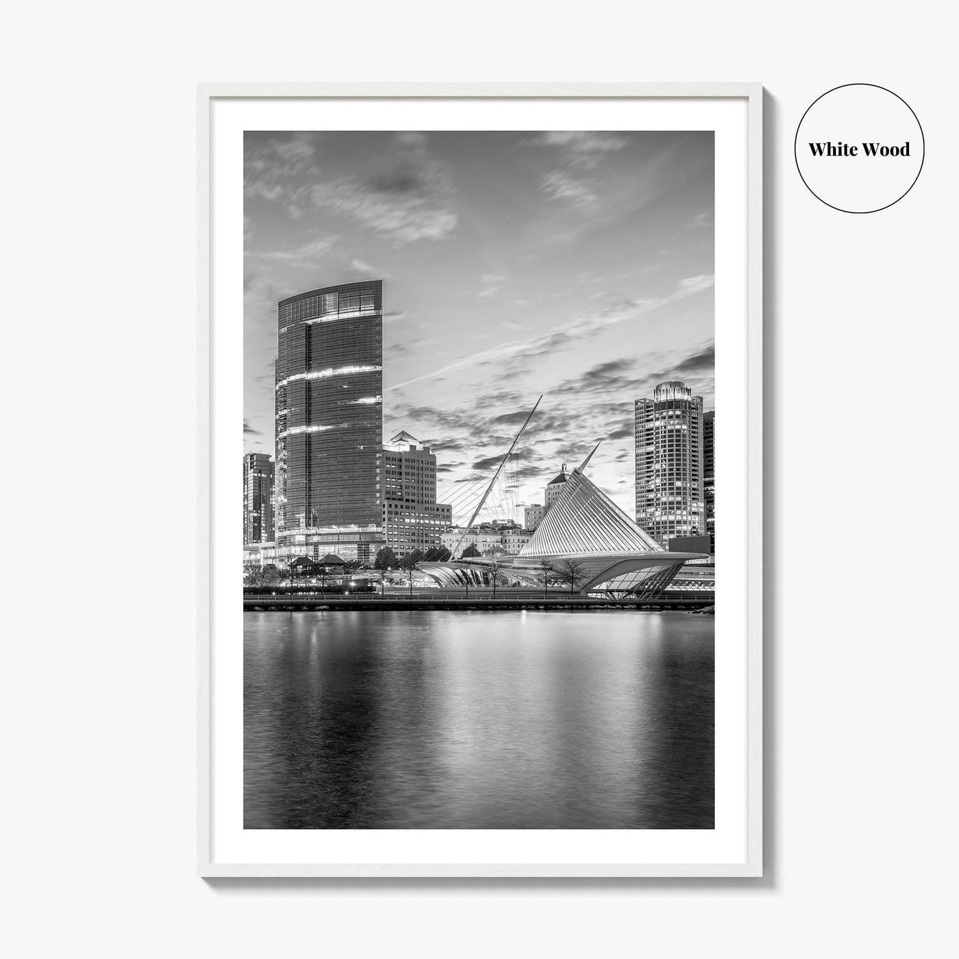 Milwaukee Skyline Black and White Fine Art Photo Print, Wisconsin, Lake Michigan Poster