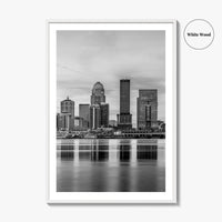 Louisville Skyline Black and White Fine Art Photo Print, Kentucky, USA, Wall Decor Poster