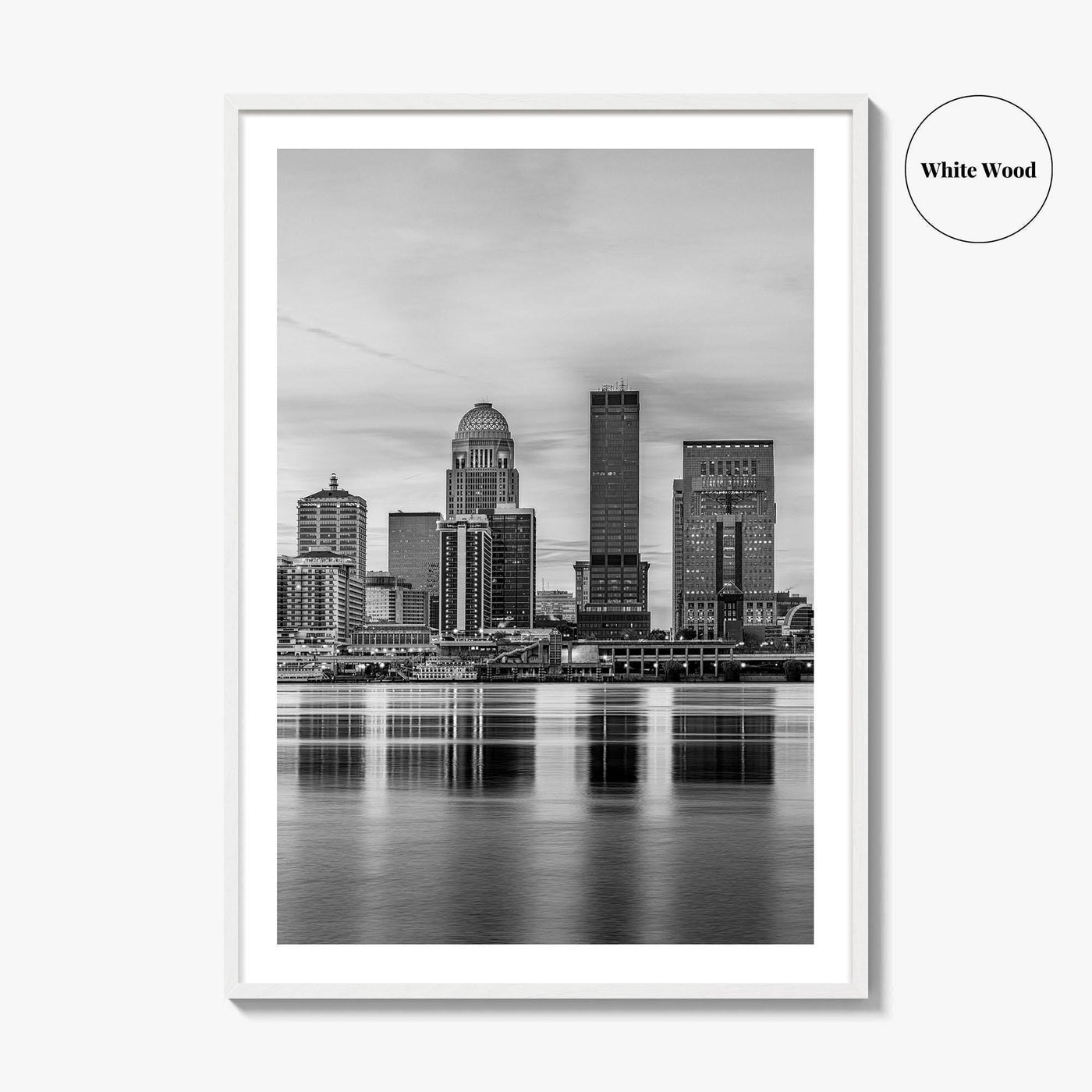 Louisville Skyline Black and White Fine Art Photo Print, Kentucky, USA, Wall Decor Poster