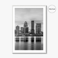 Louisville Skyline Black and White Fine Art Photo Print, Kentucky, USA, Wall Decor Poster