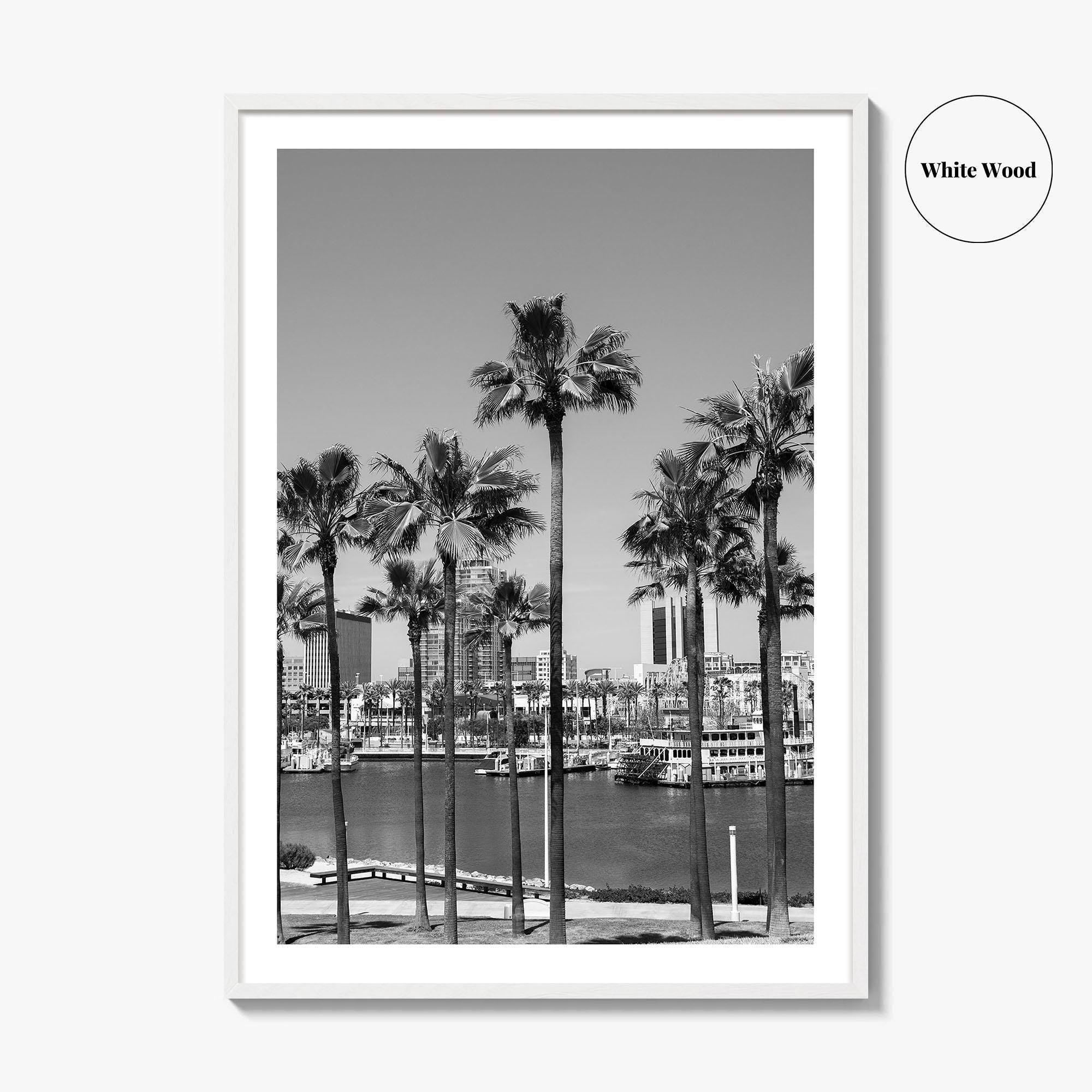 Long Beach Skyline Black and White Fine Art Photo Print, California Poster