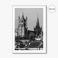 Lausanne Black and White Fine Art Photo Print, Vaud, Lake Geneva, Switzerland Wall Decor