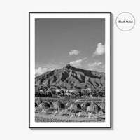 Marbella Black and White Fine Art Photo Print, Mountain View Panoramic, Malaga Spain Poster