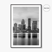 Louisville Skyline Black and White Fine Art Photo Print, Kentucky, USA, Wall Decor Poster