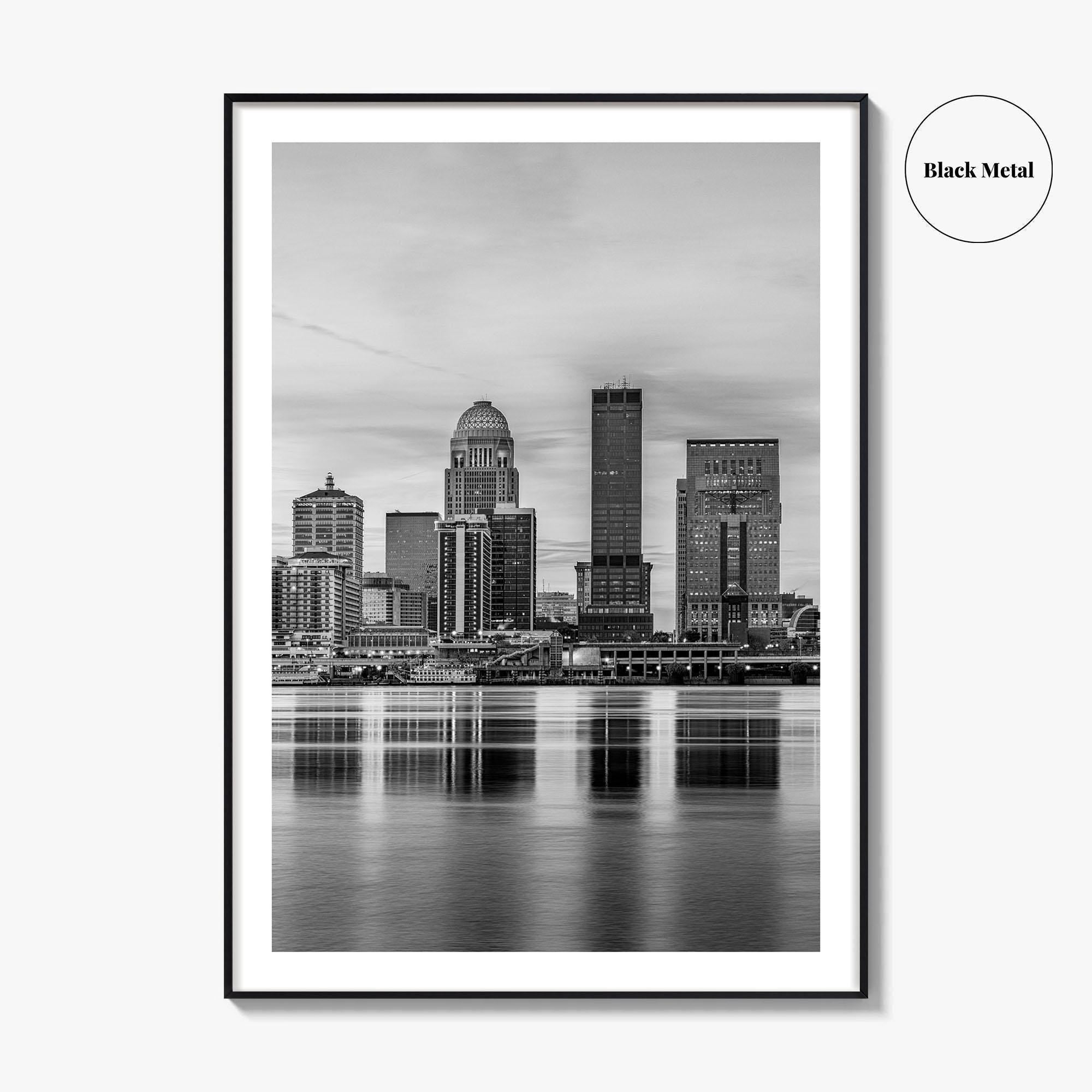 Louisville Skyline Black and White Fine Art Photo Print, Kentucky, USA, Wall Decor Poster