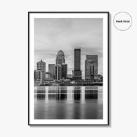 Louisville Skyline Black and White Fine Art Photo Print, Kentucky, USA, Wall Decor Poster