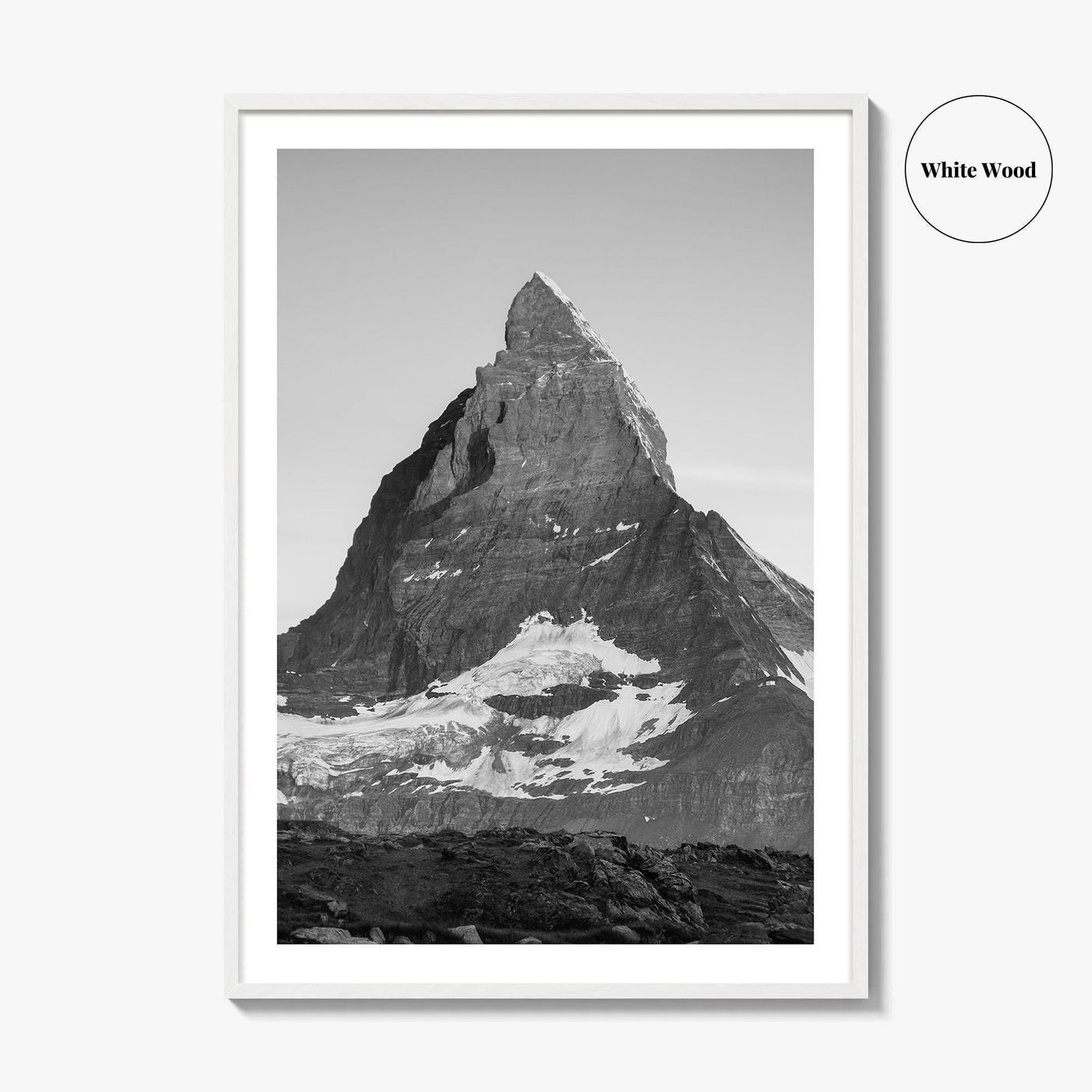 Matterhorn Black and White Fine Art Photo Print, Zermatt, Swiss Alps, Switzerland Wall Poster