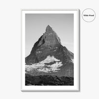 Matterhorn Black and White Fine Art Photo Print, Zermatt, Swiss Alps, Switzerland Wall Poster