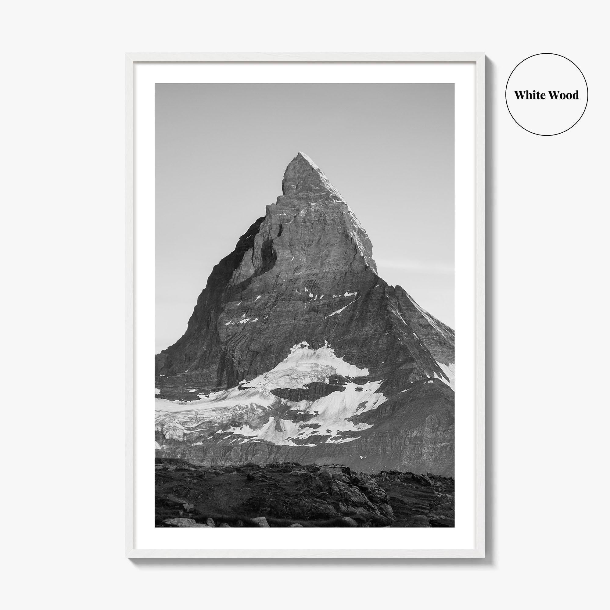 Matterhorn Black and White Fine Art Photo Print, Zermatt, Swiss Alps, Switzerland Wall Poster