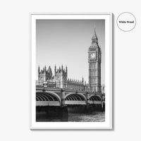 London Black and White Fine Art Photo Print, Big Ben Westminster Bridge England Poster