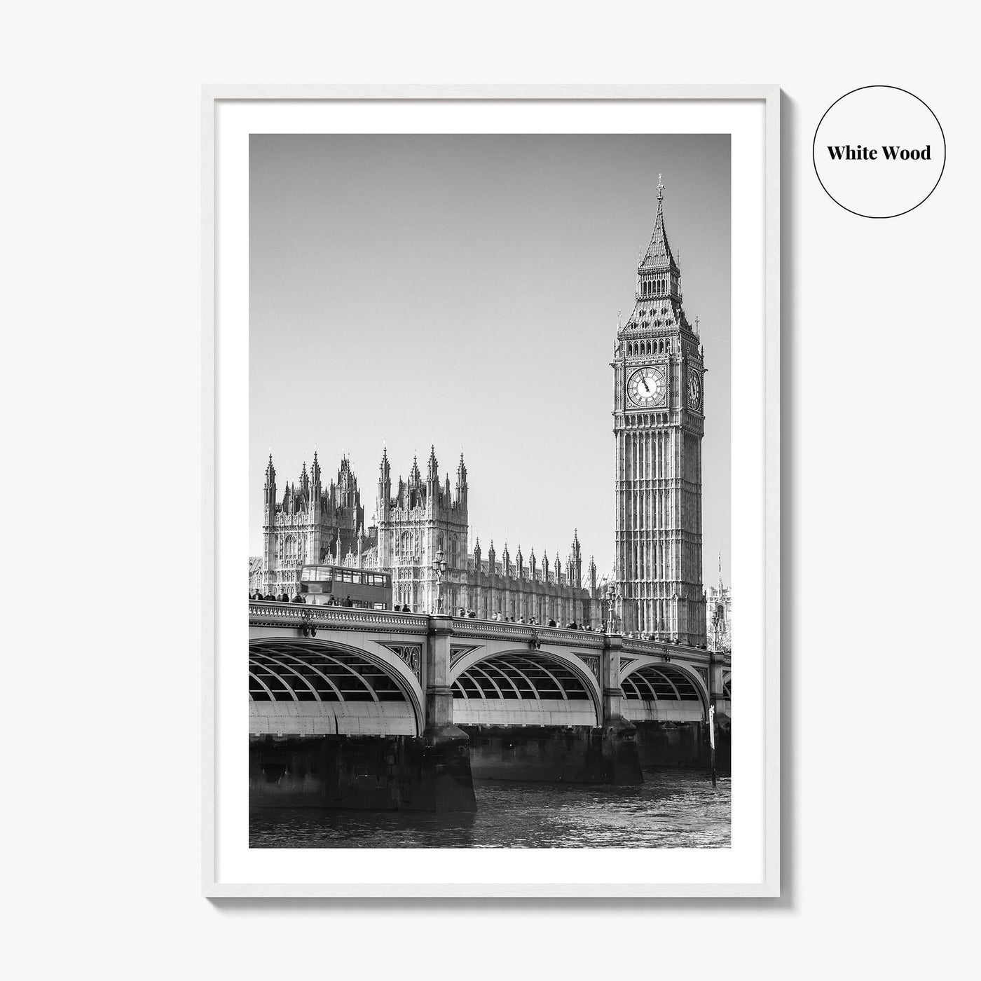 London Black and White Fine Art Photo Print, Big Ben Westminster Bridge England Poster
