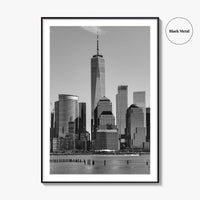 Lower Manhattan Skyline Black and White Fine Art Photo Print, NYC Hudson River Poster
