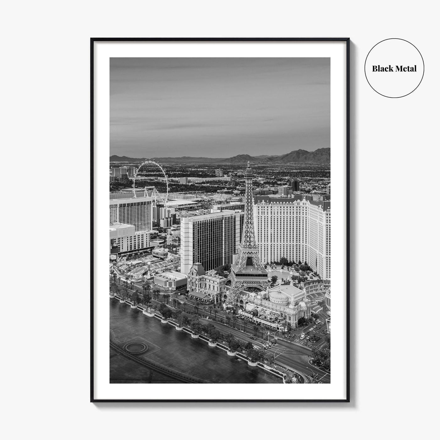 Las Vegas Skyline Black and White Fine Art Photo Print, Strip Nevada Poster