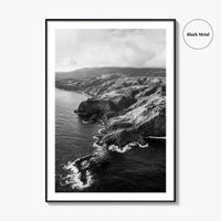 Maui Black and White Fine Art Photo Print, Hawaii Aerial Island Ocean Landscape Poster