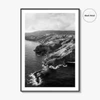 Maui Black and White Fine Art Photo Print, Hawaii Aerial Island Ocean Landscape Poster