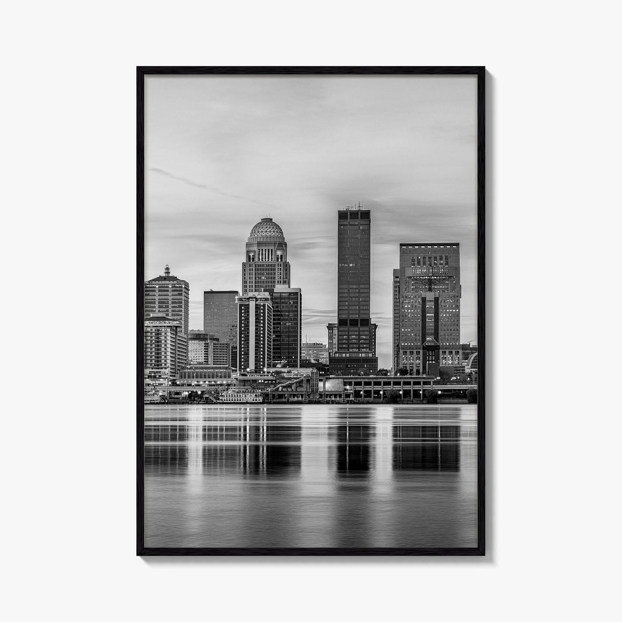 Louisville Skyline Black and White Fine Art Photo Print, Kentucky, USA, Wall Decor Poster