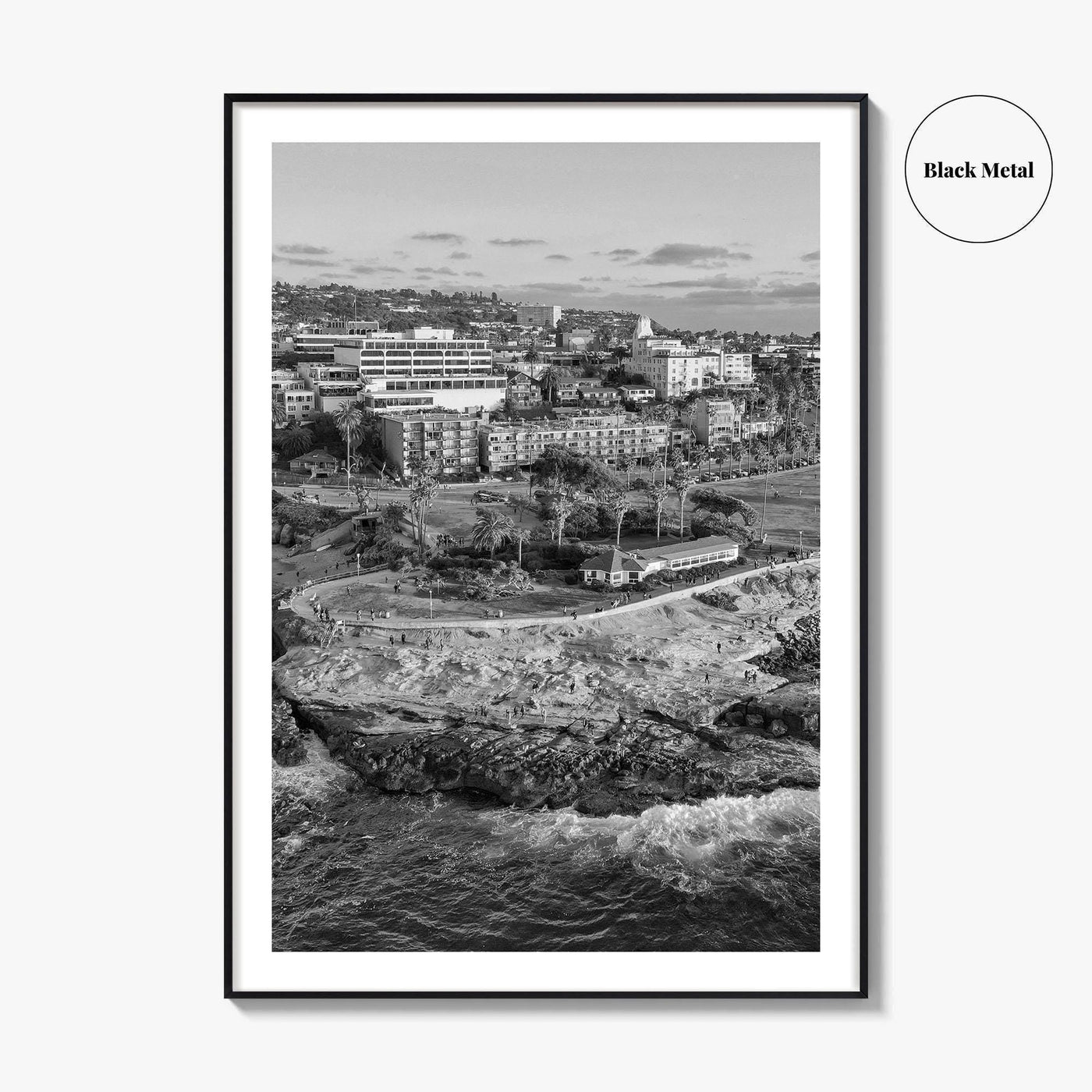 La Jolla Cove Black and White Fine Art Photo Print, San Diego Poster Poster