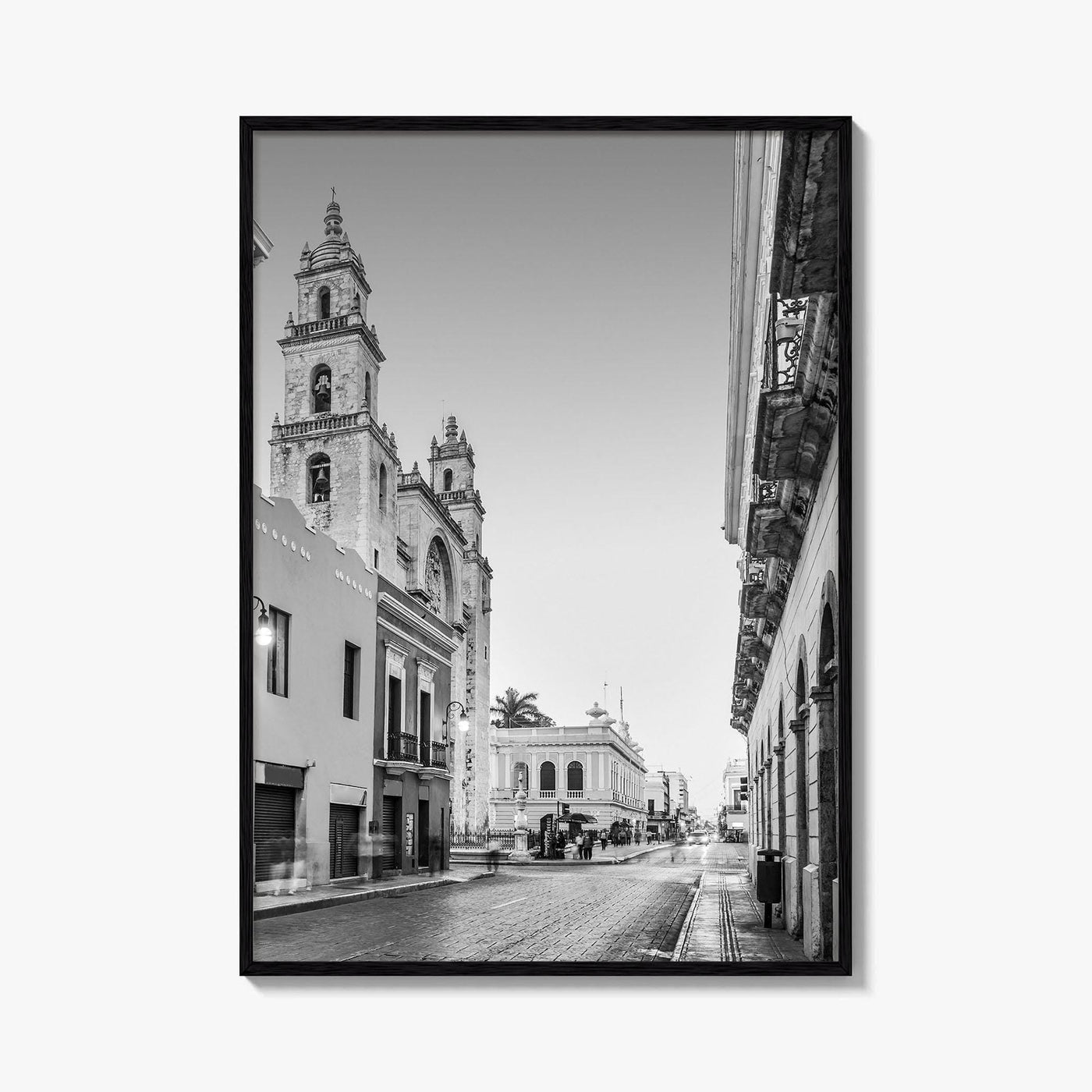 Merida Black and White Fine Art Photo Print, Mexico Cathedral Yucatan Poster