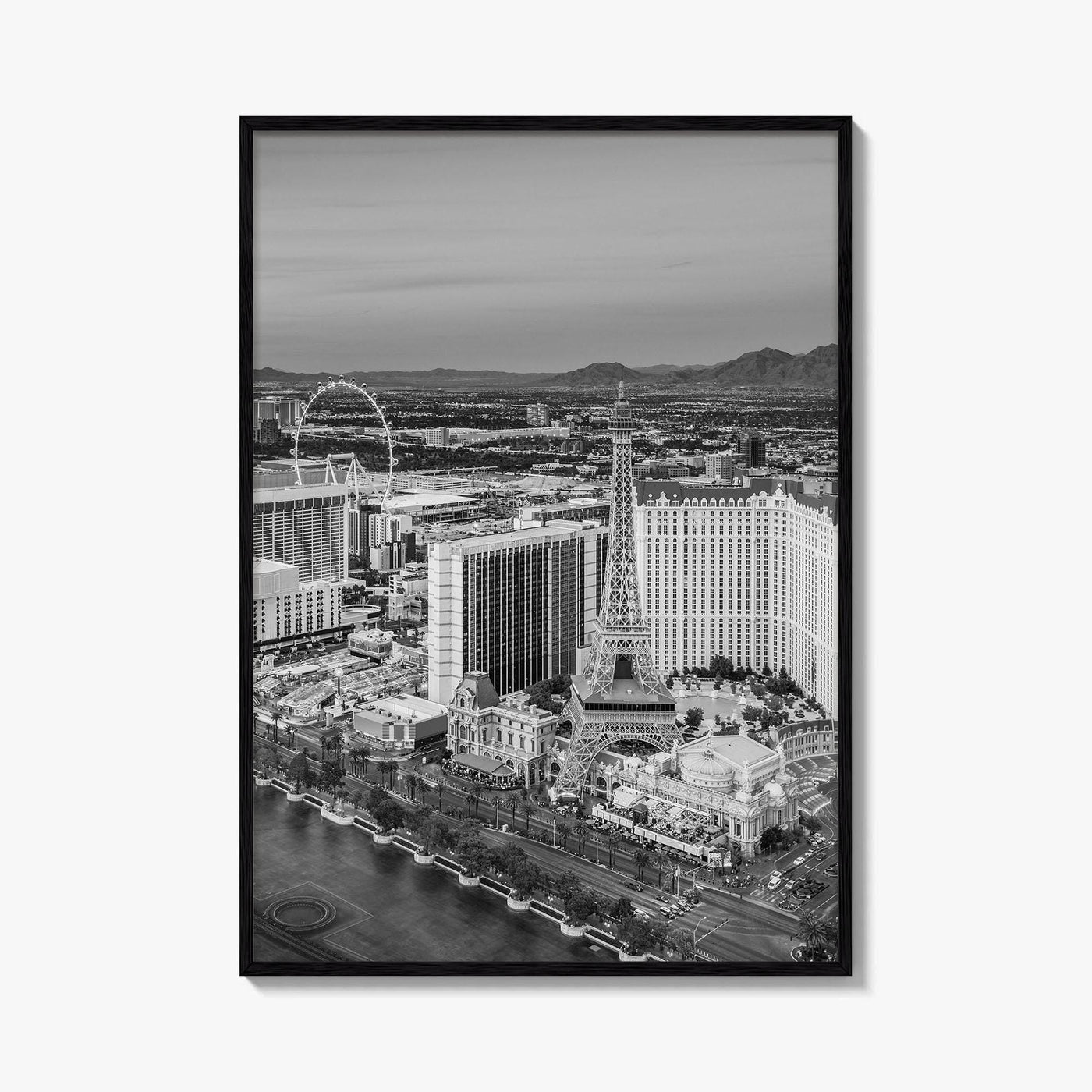 Las Vegas Skyline Black and White Fine Art Photo Print, Strip Nevada Poster