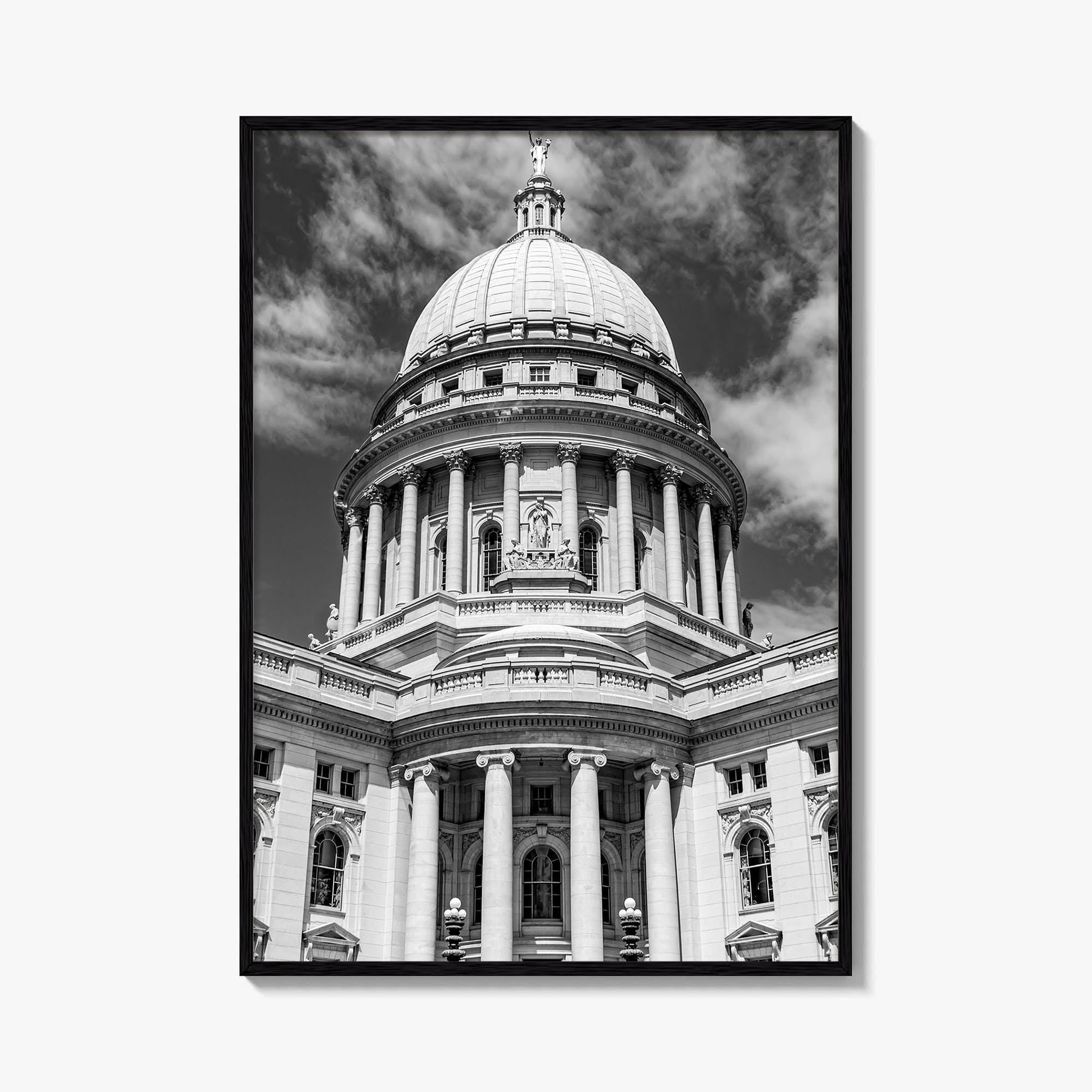 Madison Black and White Fine Art Photo Print, Wisconsin Capitol Building, Wisconsin Poster