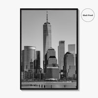 Lower Manhattan Skyline Black and White Fine Art Photo Print, NYC Hudson River Poster