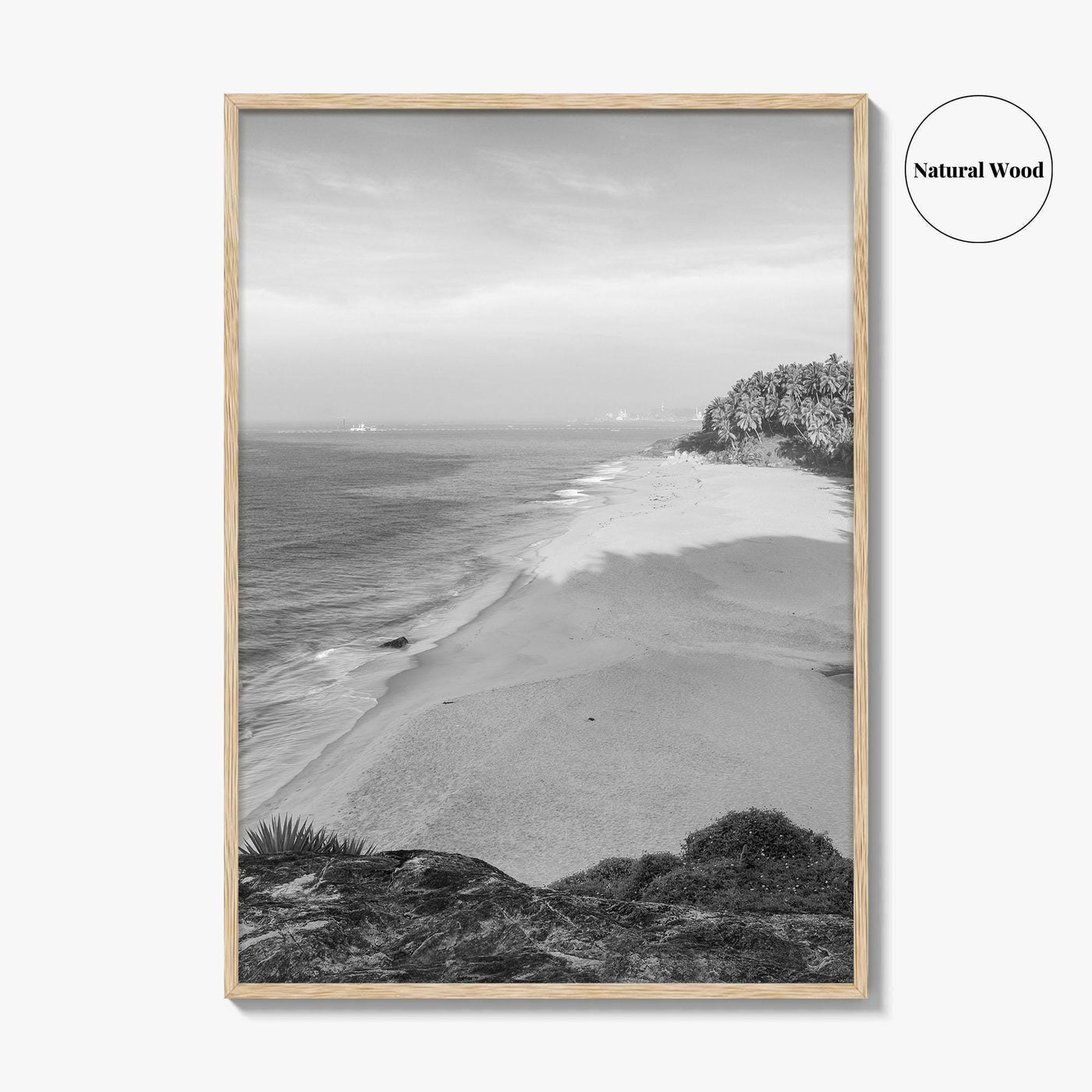 Kerala Black and White Fine Art Photo Print, Kovalam Beach, India Poster