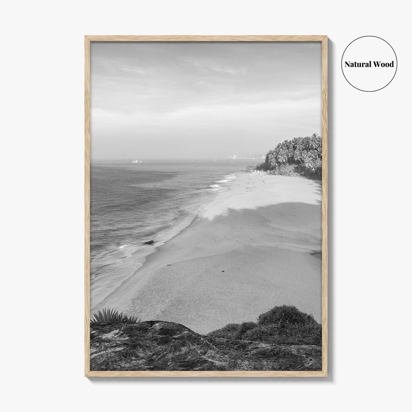 Kerala Black and White Fine Art Photo Print, Kovalam Beach, India Poster
