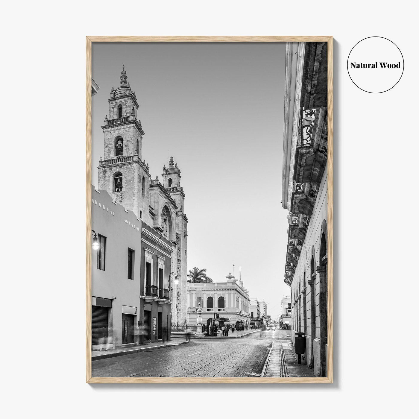 Merida Black and White Fine Art Photo Print, Mexico Cathedral Yucatan Poster