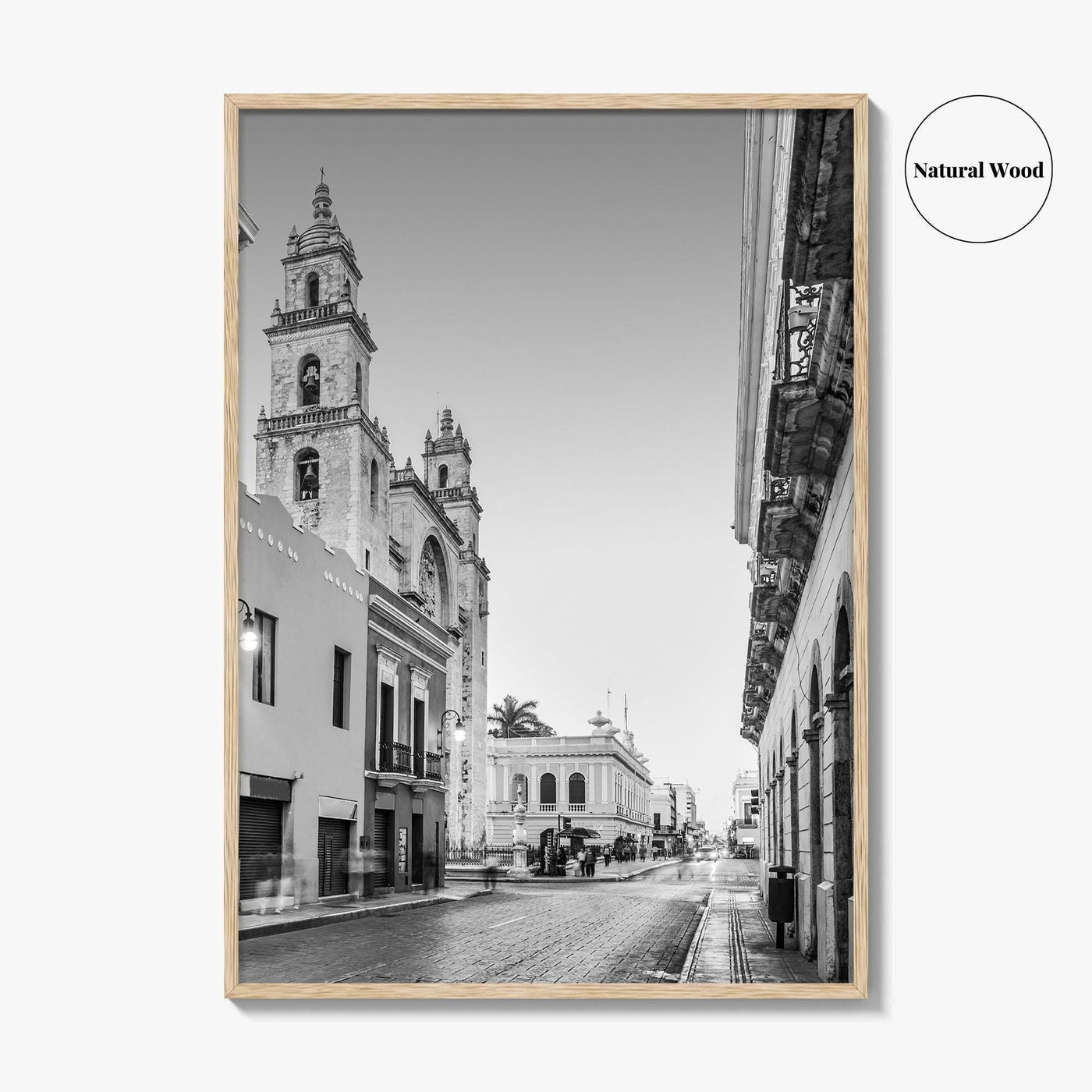 Merida Black and White Fine Art Photo Print, Mexico Cathedral Yucatan Poster