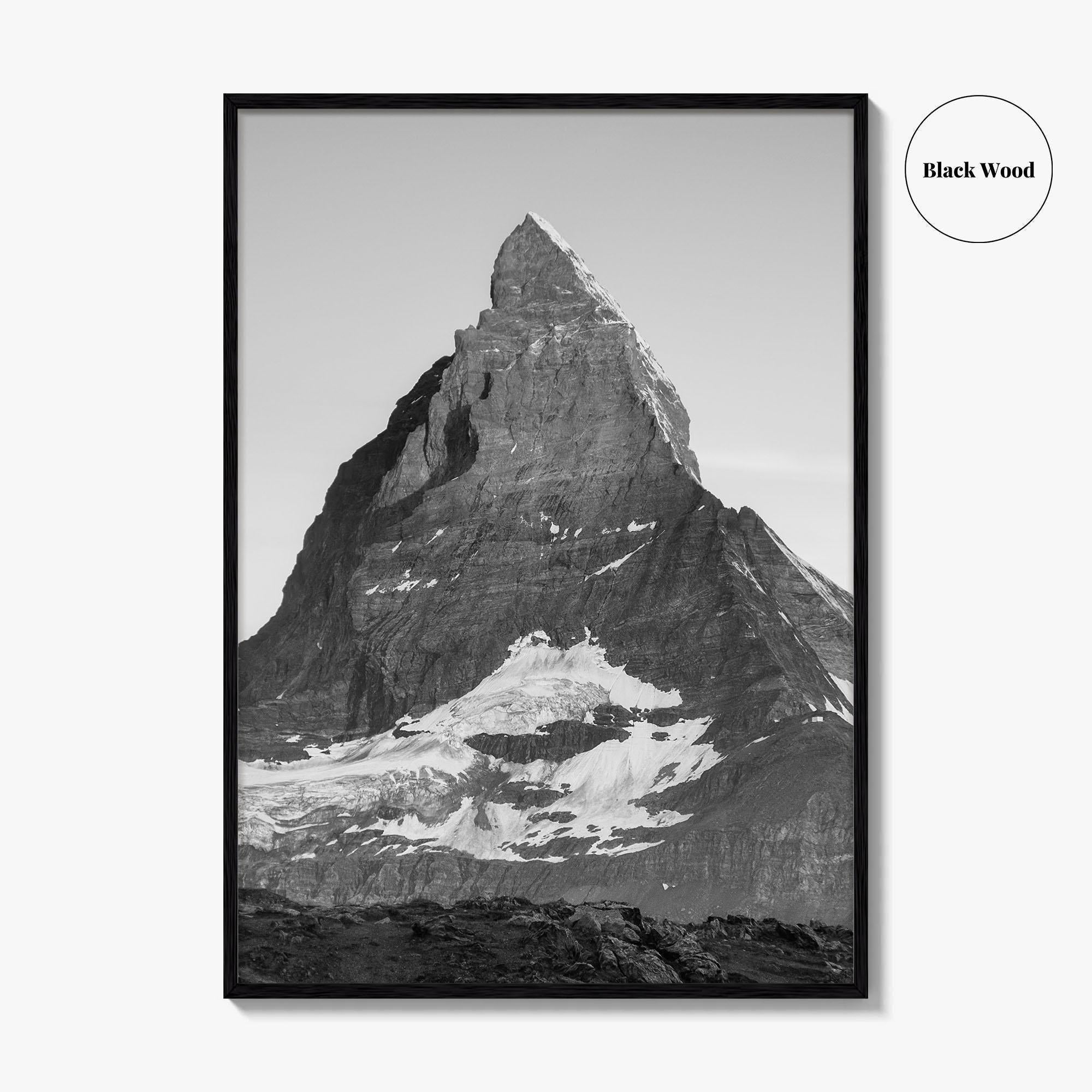 Matterhorn Black and White Fine Art Photo Print, Zermatt, Swiss Alps, Switzerland Wall Poster