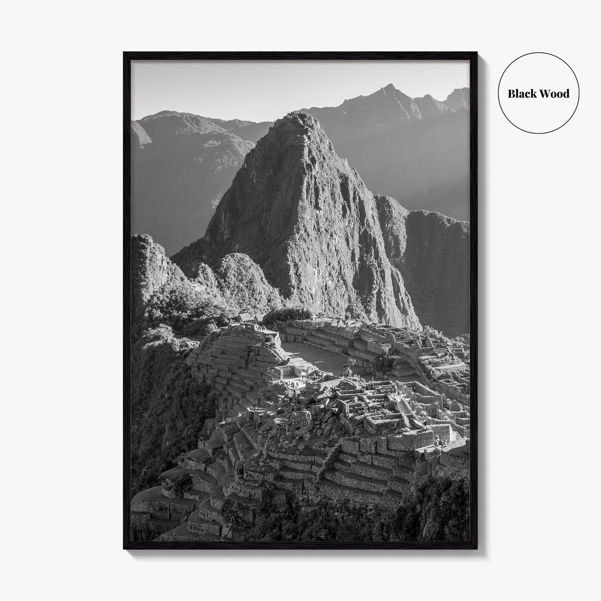 Machu Picchu Black and White Fine Art Photo Print, Cusco, Peru Wall Decor, Inca