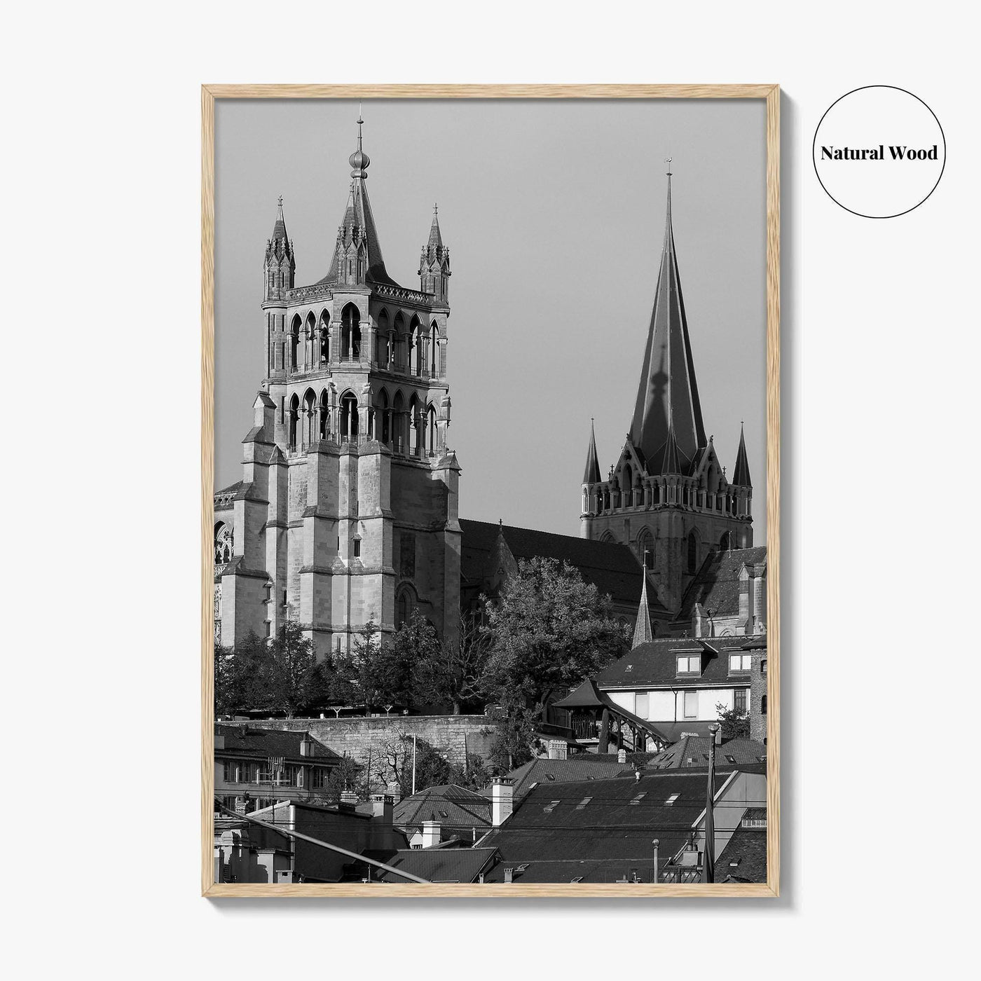Lausanne Black and White Fine Art Photo Print, Vaud, Lake Geneva, Switzerland Wall Decor