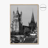 Lausanne Black and White Fine Art Photo Print, Vaud, Lake Geneva, Switzerland Wall Decor