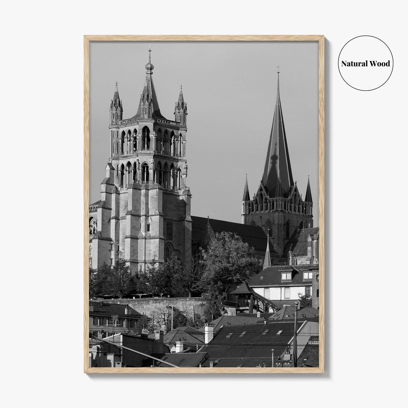 Lausanne Black and White Fine Art Photo Print, Vaud, Lake Geneva, Switzerland Wall Decor