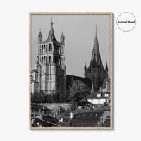 Lausanne Black and White Fine Art Photo Print, Vaud, Lake Geneva, Switzerland Wall Decor