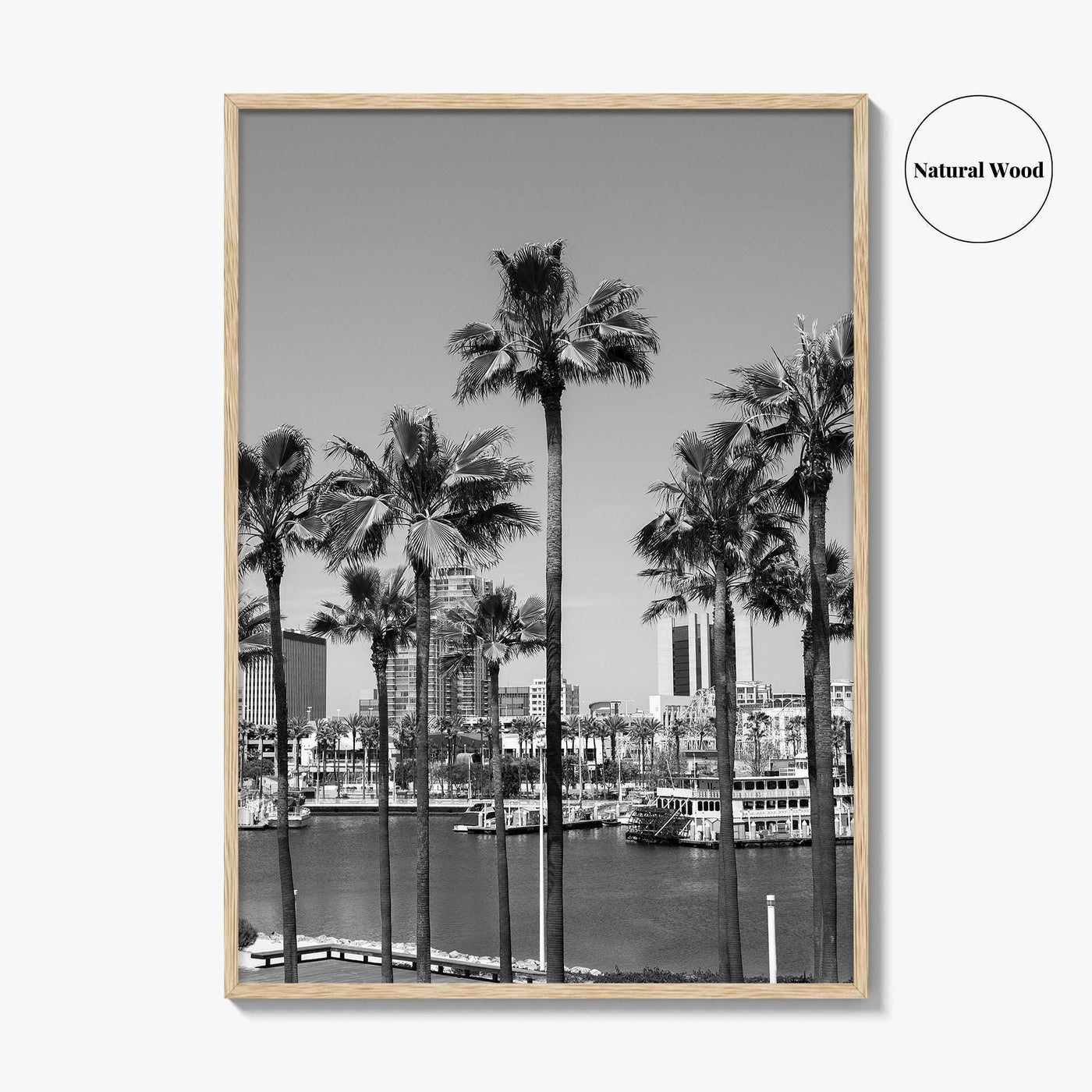 Long Beach Skyline Black and White Fine Art Photo Print, California Poster
