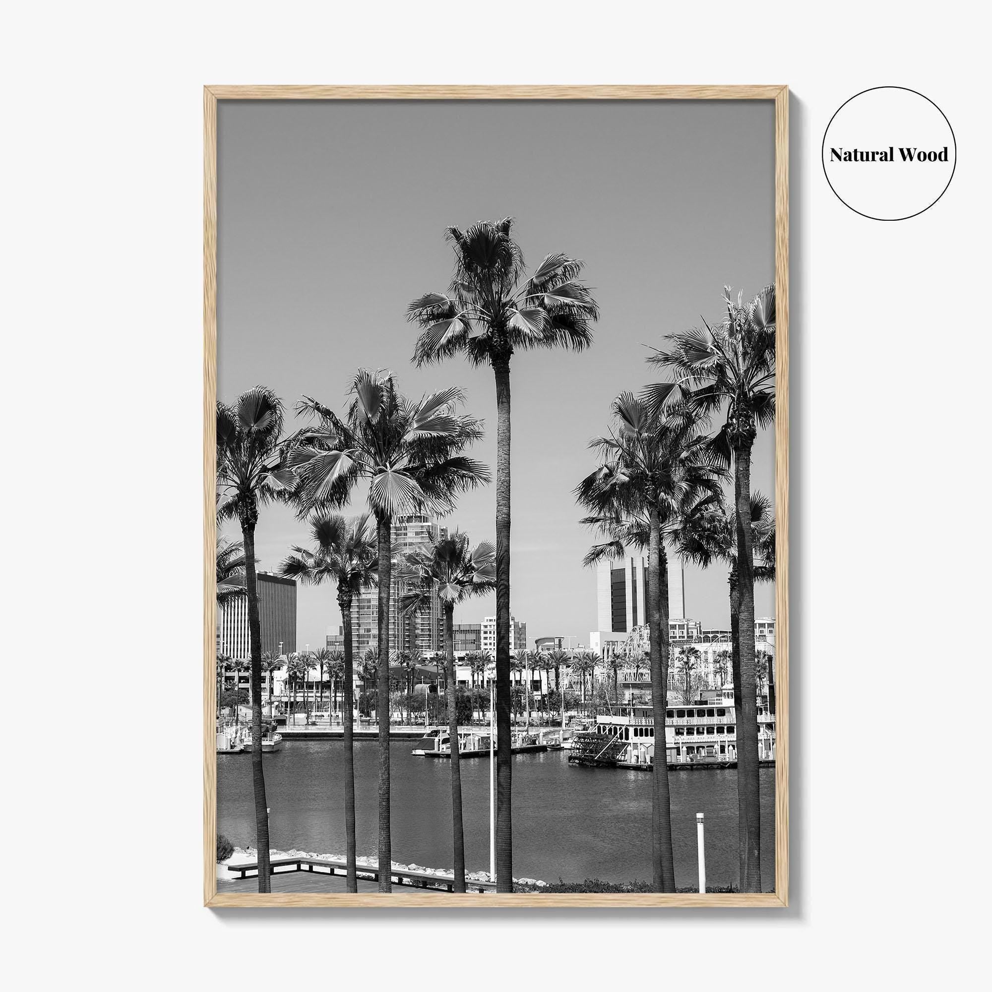 Long Beach Skyline Black and White Fine Art Photo Print, California Poster