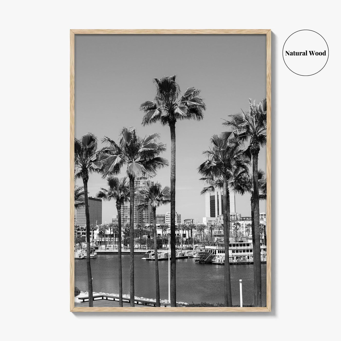 Long Beach Skyline Black and White Fine Art Photo Print, California Poster