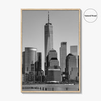Lower Manhattan Skyline Black and White Fine Art Photo Print, NYC Hudson River Poster