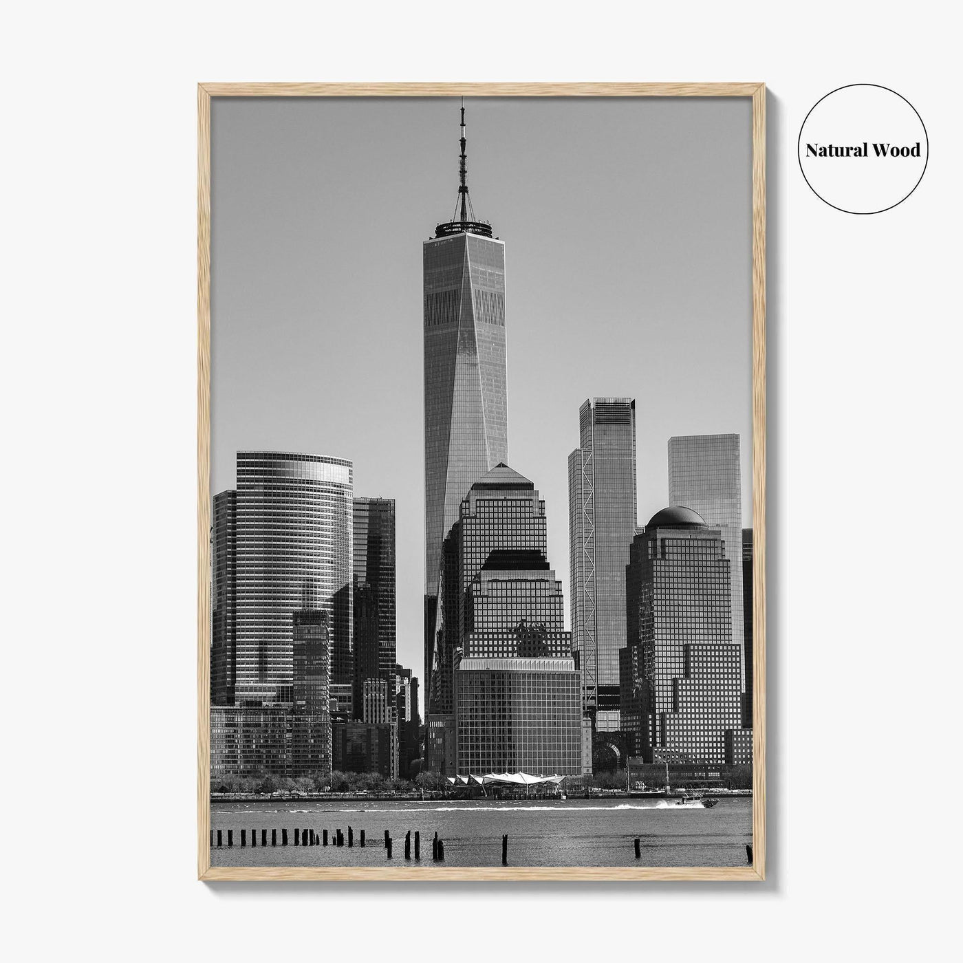 Lower Manhattan Skyline Black and White Fine Art Photo Print, NYC Hudson River Poster