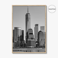 Lower Manhattan Skyline Black and White Fine Art Photo Print, NYC Hudson River Poster
