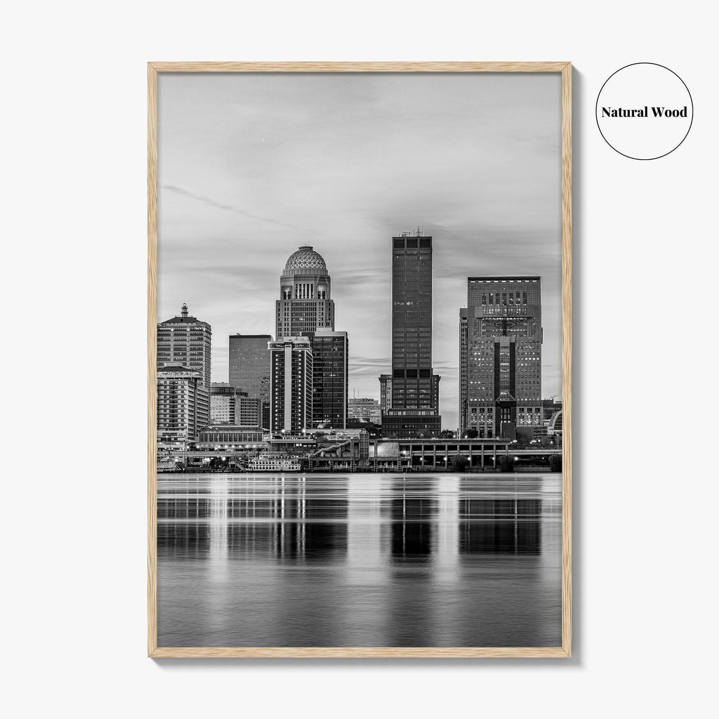 Louisville Skyline Black and White Fine Art Photo Print, Kentucky, USA, Wall Decor Poster