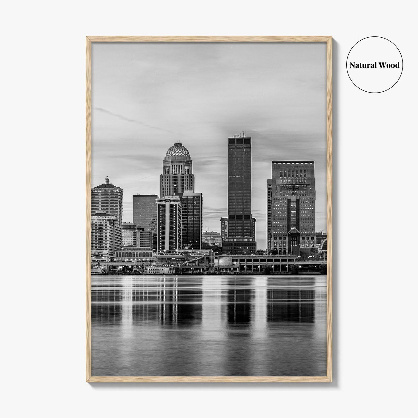 Louisville Skyline Black and White Fine Art Photo Print, Kentucky, USA, Wall Decor Poster
