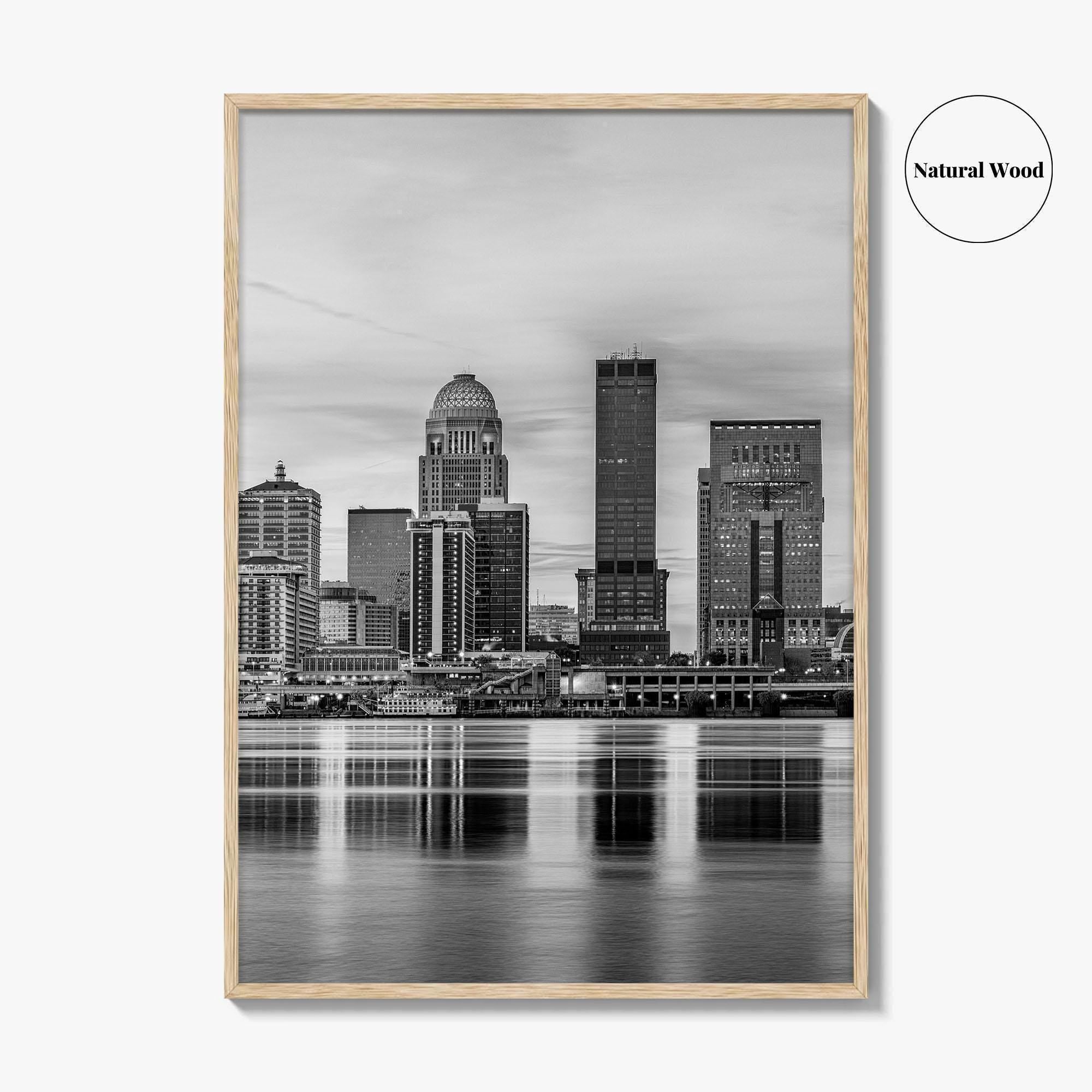 Louisville Skyline Black and White Fine Art Photo Print, Kentucky, USA, Wall Decor Poster