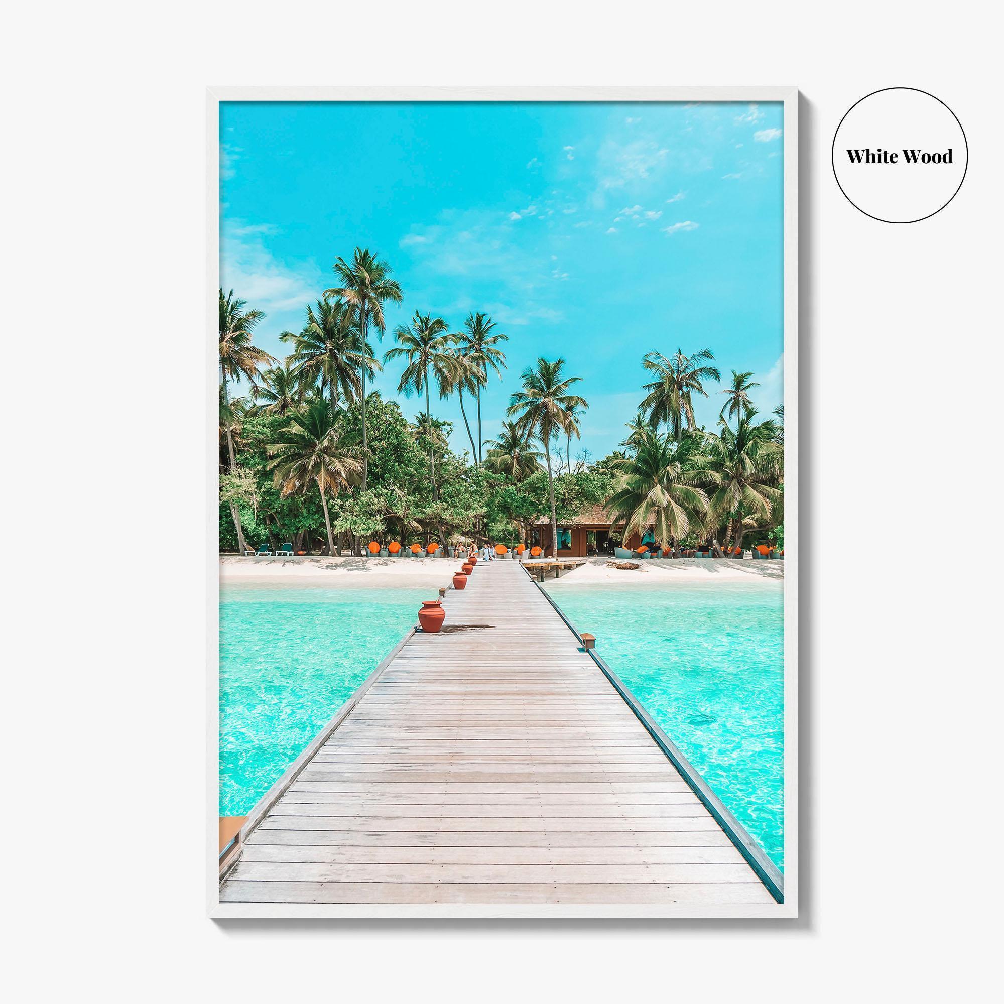 Maldives Fine Art Photo Print, Tropical Beach Island, Coconut Palm Poster